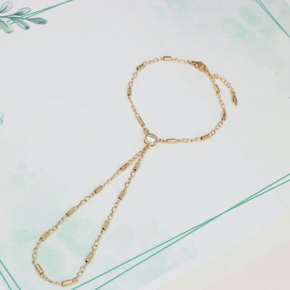 Elegant Rose Gold Plated Chain Bracelet with Sparkling Center Stone, XPBL0607 - Picture 2 of 12